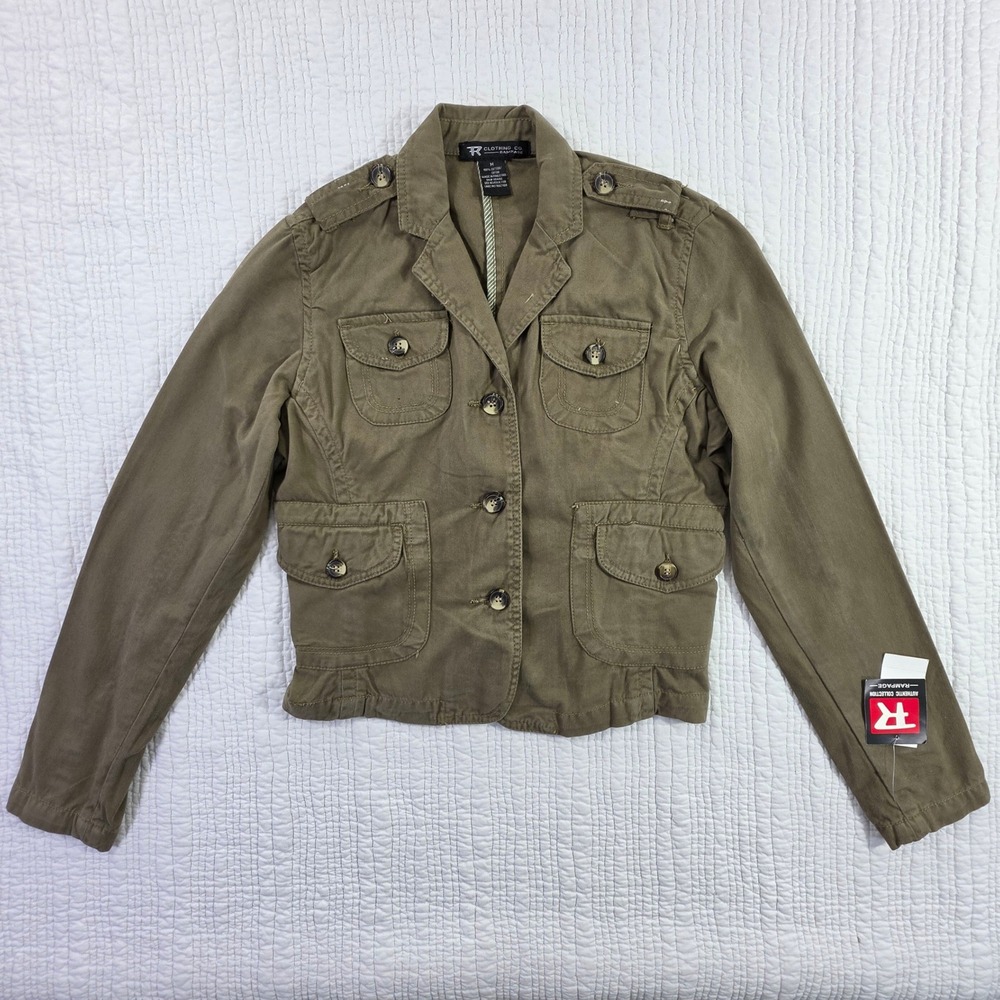 Rampage Olive Green Military Field Jacket Womens M NWT Cotton Utility Coat